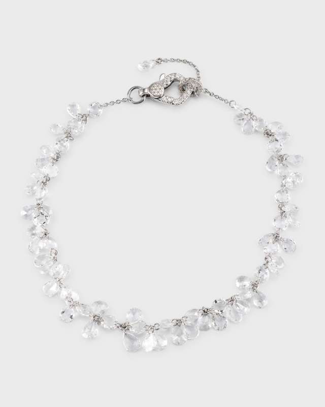 18K White Gold Diamond Cluster Tennis Bracelet